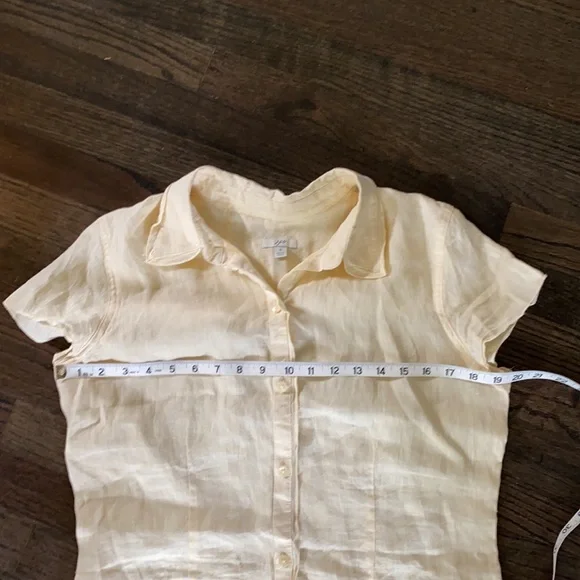 J. Jill Yellow Button Down Short Sleeve Shirt S - Picture 3 of 7